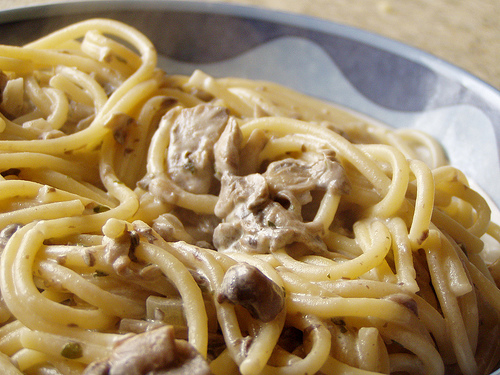 Spaghetti funghi champignon e panna